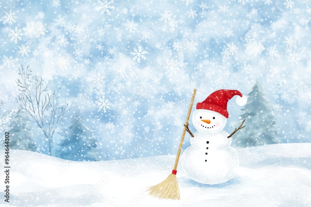 Fototapeta premium Cute Snowman For Christmas Card or Bag design, Design of a postcard, banner,