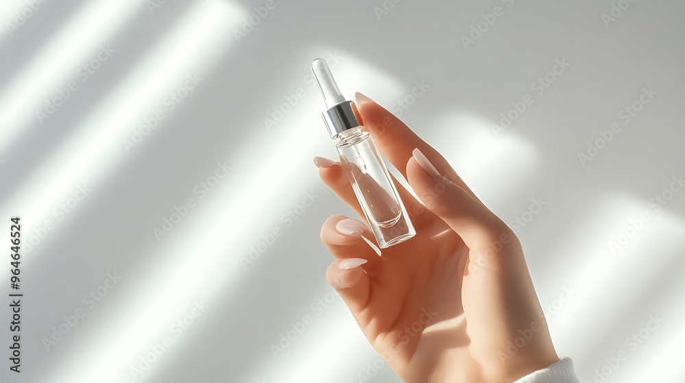 A female hand delicately holds a glass pipette on a light background, highlighting the sophistication of the skincare product. A female hand delicately holds a glass pipette on a light background, highlighting the sophistication of the skincare product.