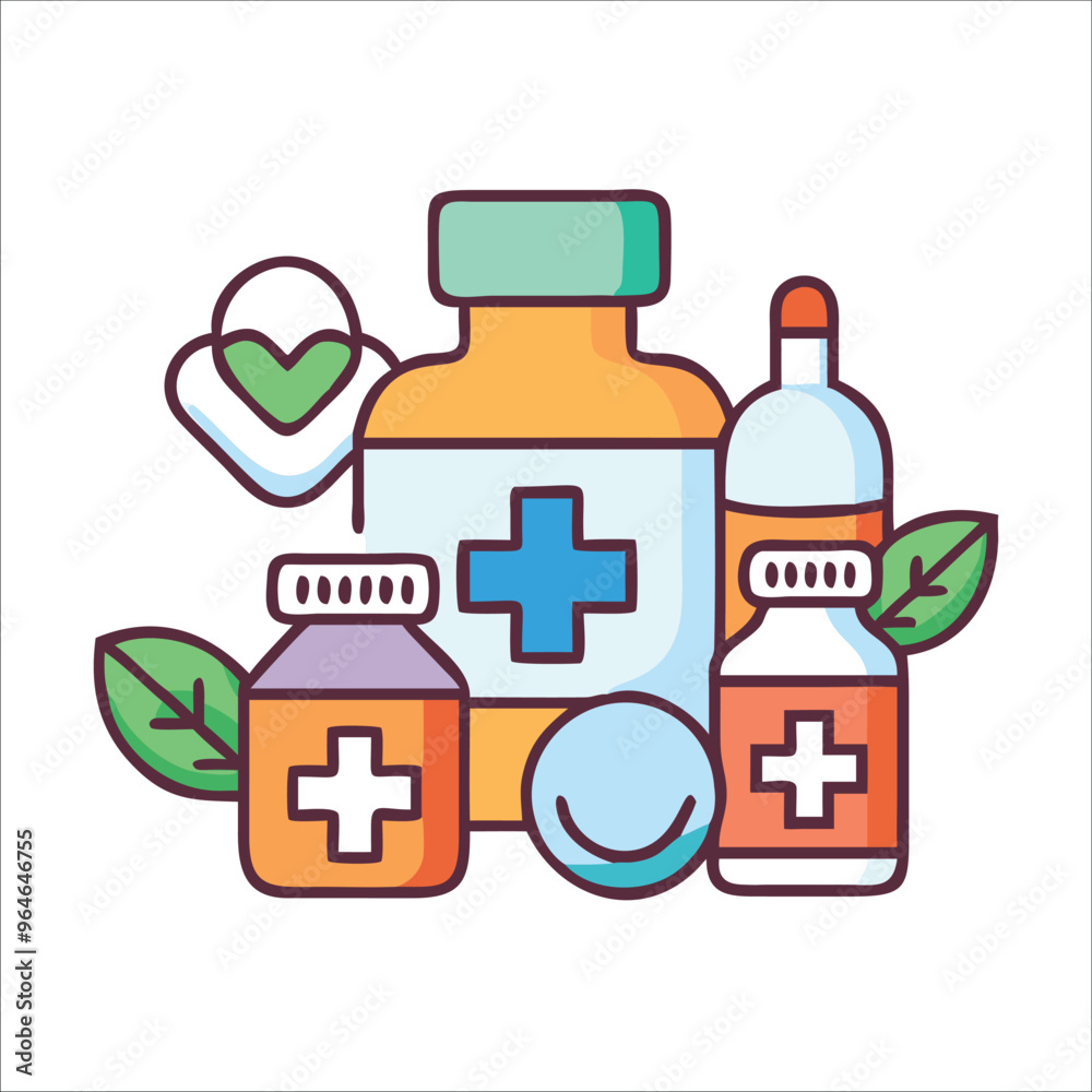 Illustration of medicinal resources and supplements Illustration of medicinal resources and supplements