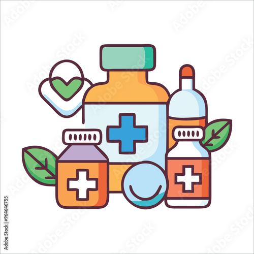 Illustration of medicinal resources and supplements