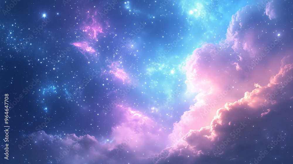 Glowing Twilight Sky With Stars And Pastel Clouds Over The Horizon Glowing Twilight Sky With Stars And Pastel Clouds Over The Horizon