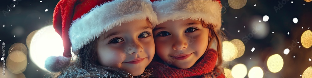 happy children in Santa Claus costumes. Selective focus happy children in Santa Claus costumes. Selective focus