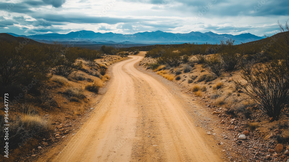 Fototapeta premium Rozgrzana, zanieczyszczona droga w pustynnej scenerii kusi do podróży i przygód.