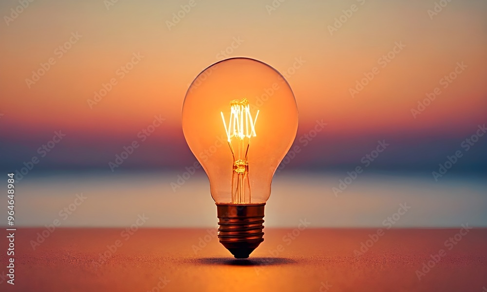light bulb on sunset background light bulb on sunset background