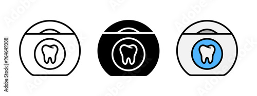 Teeth floss icon. Oral hygiene symbol. Dental silk vector illustration. Tooth floss sign. Dentistry equipment pictogram. Teeth care concept.