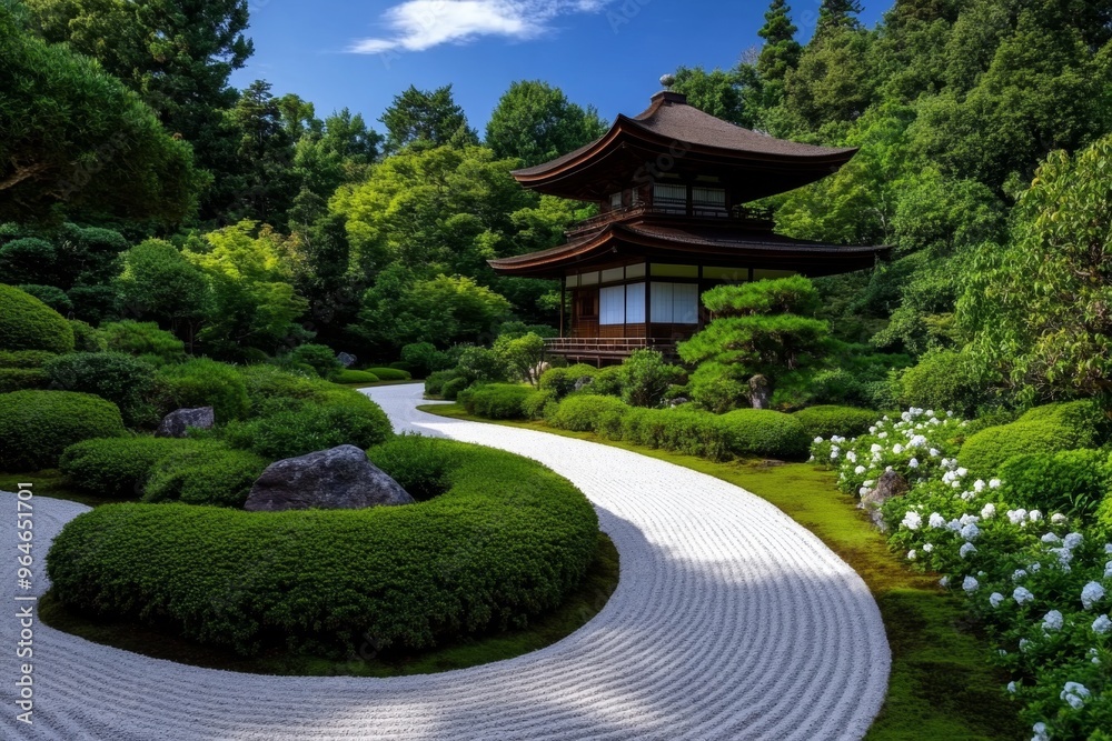 Golden Pavilion surrounded by a garden of carefully placed stones and trees reflecting the zen principles of simplicity and balance