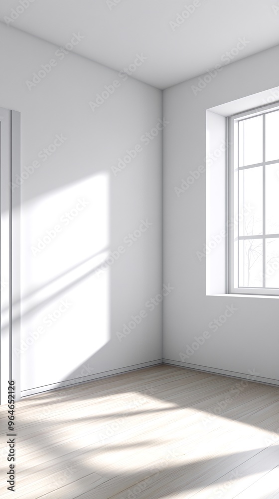 Empty room with a window and wooden floor. Empty room with a window and wooden floor.