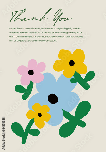 Floral abstract elements. Modern botanical background for poster, greeting card or invitation design