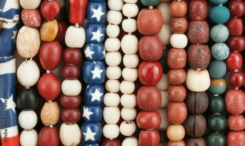 Diverse Group Creating Patriotic Bead Art Adults and Children in Casual Attires Assembling Red, White, and Blue Beads into American Flag Design, Indoors, Daytime, Cheerful Atmosphere Diverse Group Creating Patriotic Bead Art Adults and Children in Casual Attires Assembling Red, White, and Blue Beads into American Flag Design, Indoors, Daytime, Cheerful Atmosphere