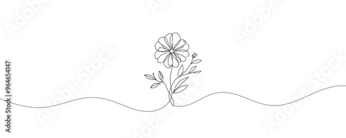 The flower is drawn as a continuous line. Vector illustration