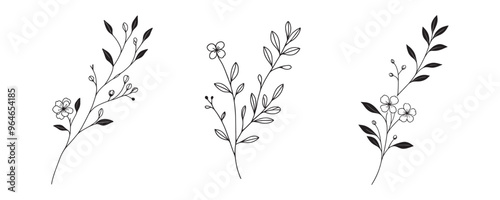 The flower is drawn as a continuous line. Vector illustration