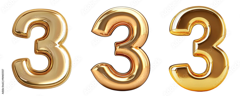 Golden 3D numbers Golden 3D numbers