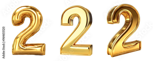 Golden 3D numbers 