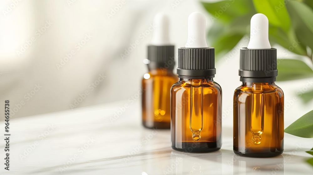 Close-up of luxury aromatherapy oils on a marble counter, promoting relaxation Close-up of luxury aromatherapy oils on a marble counter, promoting relaxation