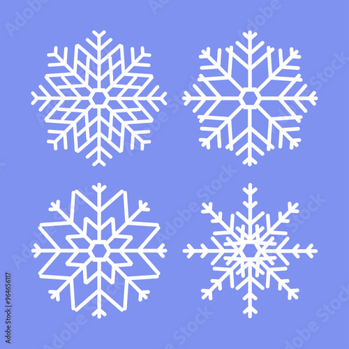 Vector collection of snowflakes. Winter decoration.