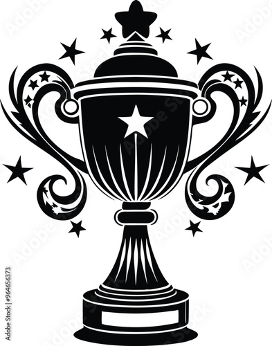 drawing of enchanted trophy silhouette vector illustration