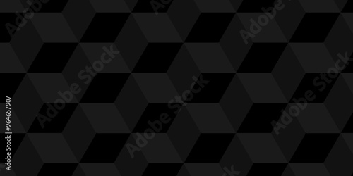  Minimal vector cube triangle geometric tile mosaic wall grid retro digital hexagon technology wallpaper background. black and gray block cube structure backdrop square triangle texture vintage desig