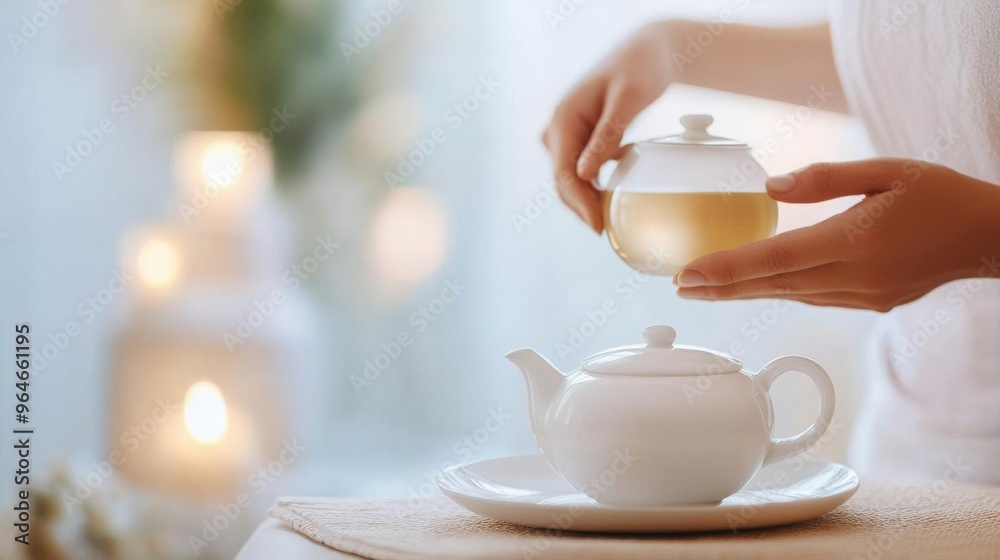 Spa therapist preparing a herbal tea for a client, emphasizing personalized wellness Spa therapist preparing a herbal tea for a client, emphasizing personalized wellness