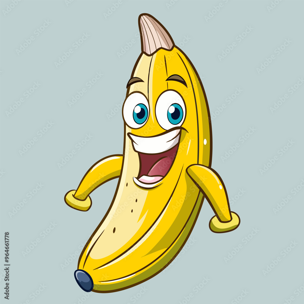 A happy cartoon banana with big eyes and a wide smile. A happy cartoon banana with big eyes and a wide smile.