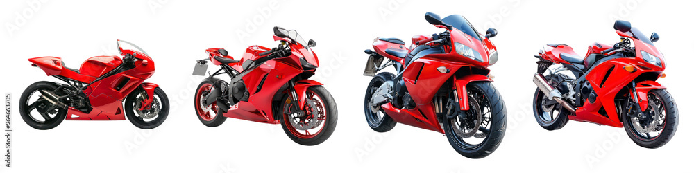 Set of Red sport bike motorcycle on a transparent background Set of Red sport bike motorcycle on a transparent background