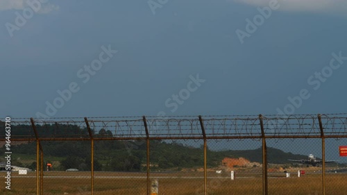 Wallpaper Mural Jet passenger airplane with unrecognizable livery taking off and climbing, rear view. Footage of airliner leaving Torontodigital.ca