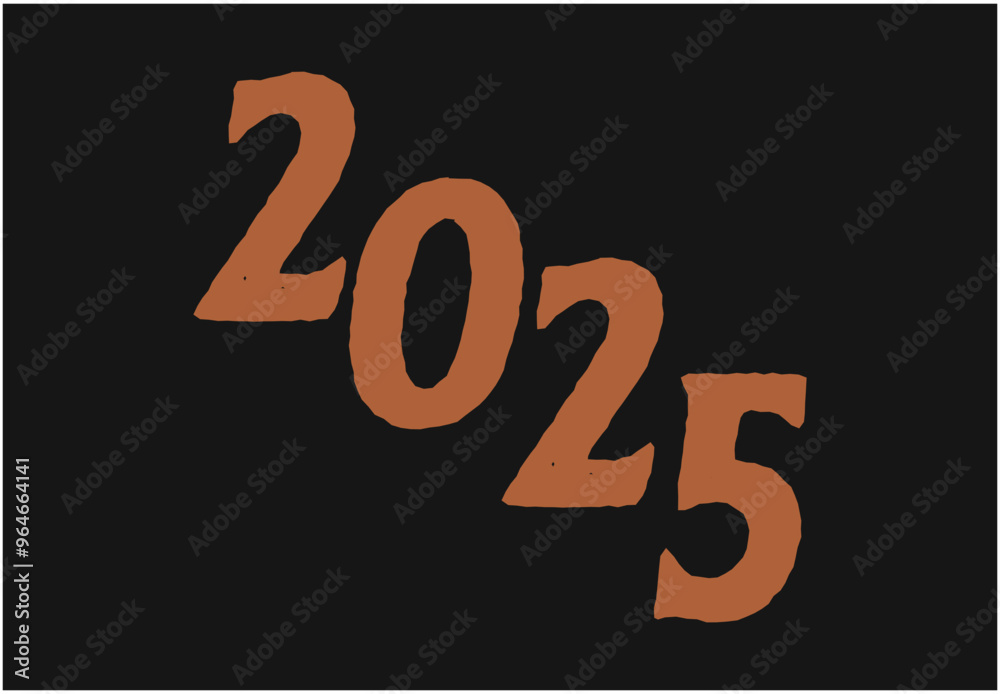 Happy New Year 2025 Design Brown Drawing Abstract Vector Illustration With Black Background Happy New Year 2025 Design Brown Drawing Abstract Vector Illustration With Black Background