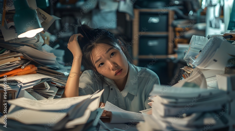 Lost in Thought, Student Girl Contemplates Mathematical Challenge Lost in Thought, Student Girl Contemplates Mathematical Challenge