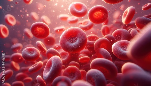 Hyper-Realistic Image of Blood Platelets, Focusing on Their Granular Texture and Role in the Blood Clotting Process for Medical Visualization.