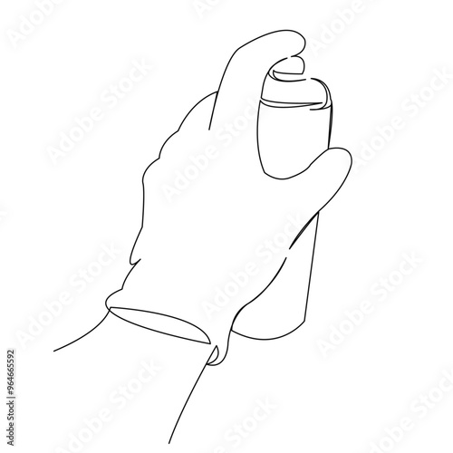 One continuous single drawing line art doodle paint, spray, hand, aerosol, graffiti, color, finger. Isolated image hand draw contour on a white background
