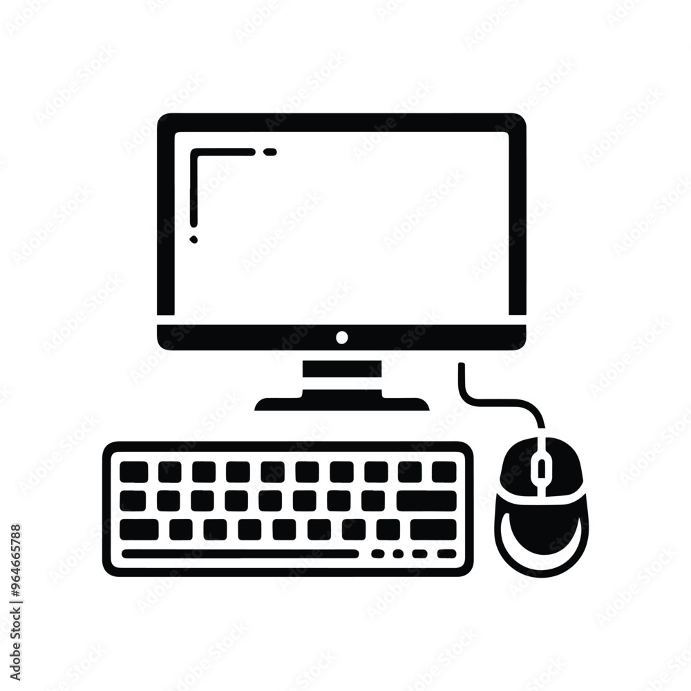Monitor keyboard and mouse silhouette. Modern technology element Monitor keyboard and mouse silhouette. Modern technology element