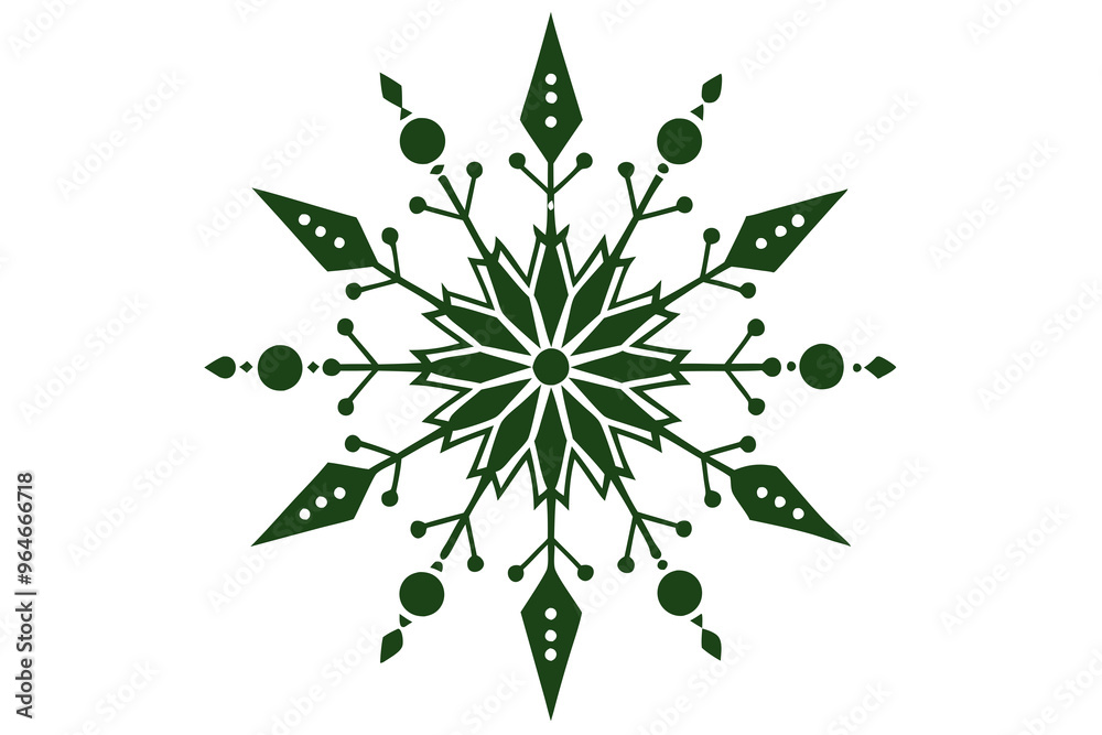 Festive Christmas Snowflake with Lights and Ornaments - Vector Art Festive Christmas Snowflake with Lights and Ornaments - Vector Art