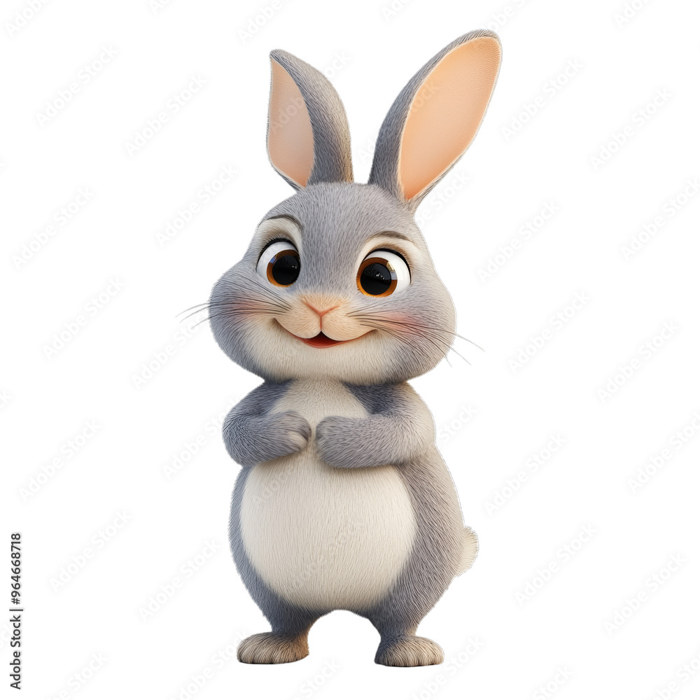 Obraz premium 3d character cute hare isolated on transparent background