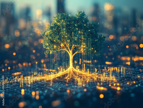 Digital Tree Network Connection Growth Technology