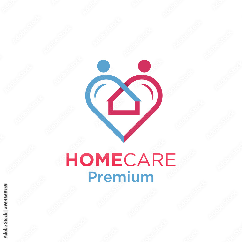 House care and happy family home logo design with love symbol modern vector illustration. House care and happy family home logo design with love symbol modern vector illustration.