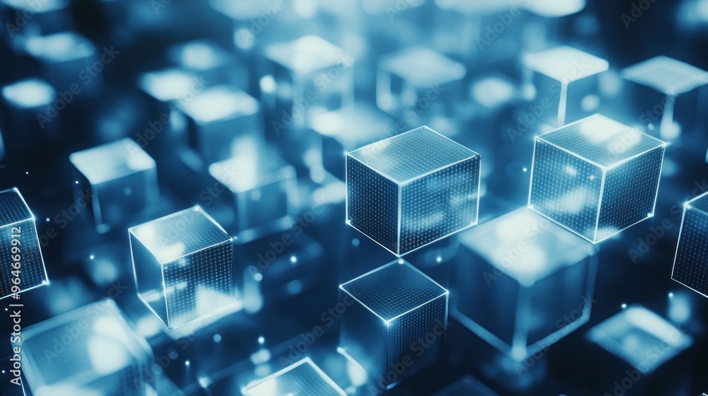 Abstract 3D Cubes Digital Network Abstract 3D Cubes Digital Network