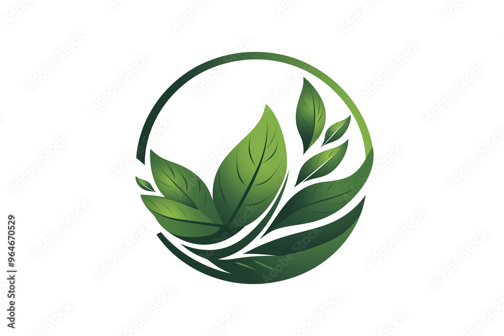 A modern and clean illustration of a green plant with multiple leaves, set inside a circular design. A modern and clean illustration of a green plant with multiple leaves, set inside a circular design.