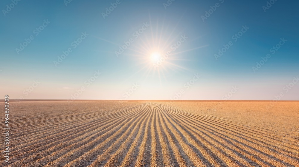 Naklejka premium Golden Desert Realizing Hidden Wealth of Barren Lands Under Radiant Sun