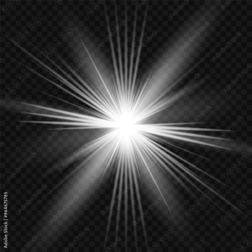 White beautiful light explodes with a transparent explosion. Vector, bright illustration for perfect effect with sparkles. Bright Star. Transparent shine of the gloss gradient, bright flash. White beautiful light explodes with a transparent explosion. Vector, bright illustration for perfect effect with sparkles. Bright Star. Transparent shine of the gloss gradient, bright flash.