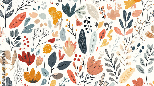 A colorful flowery pattern with a variety of colors and shapes