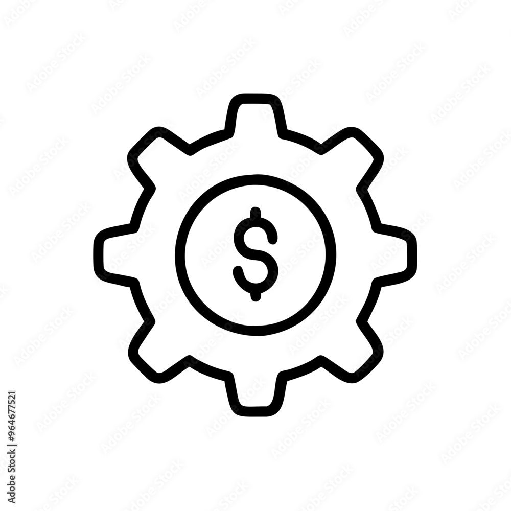 Black icon of a cog with a dollar Black icon of a cog with a dollar