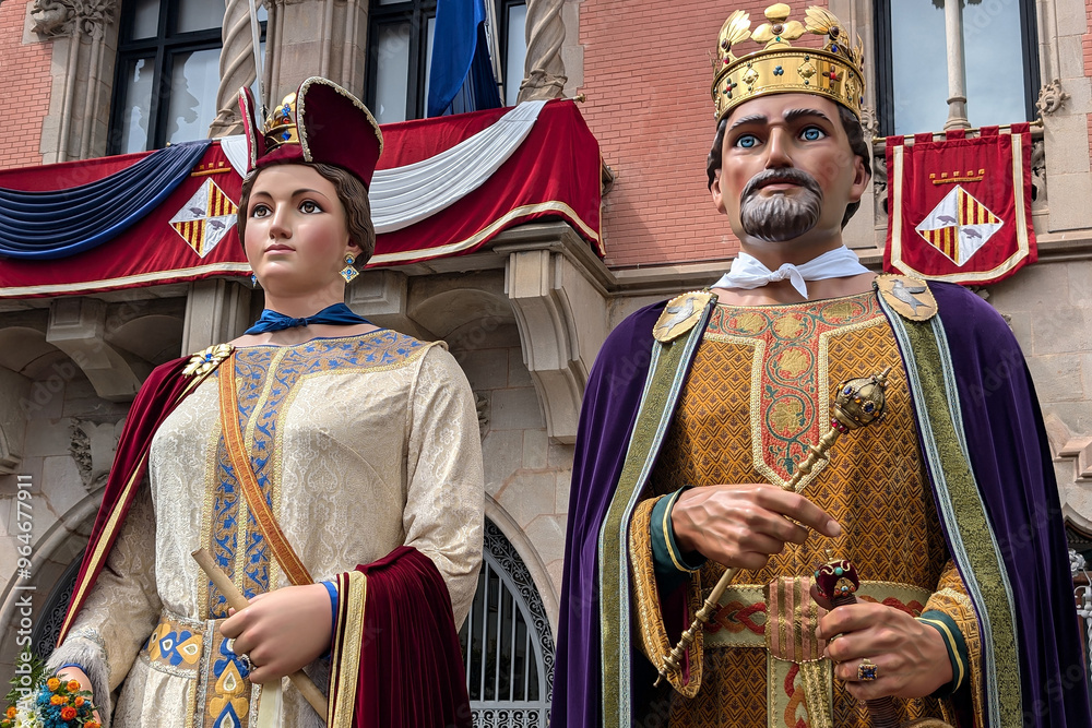 Gegants Grossos de Granollers in front of the Town Hall of Granollers