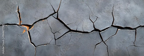 Close-up view of a cracked surface showcasing intricate patterns and textures, perfect for backgrounds and abstract designs. photo