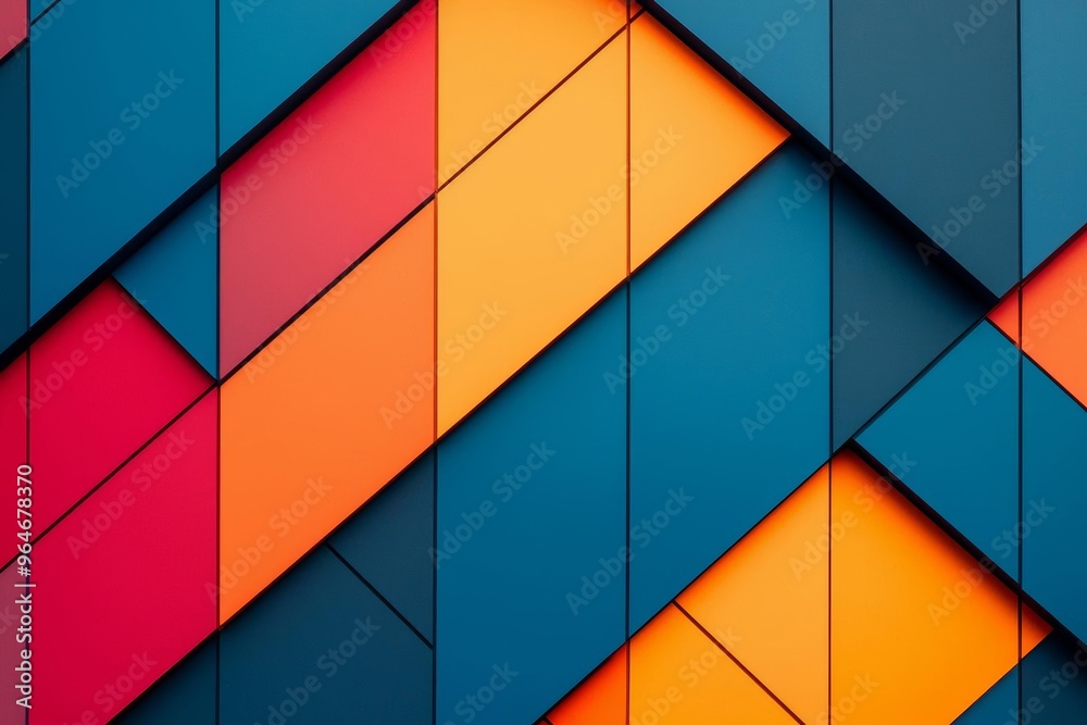 Fototapeta premium Glowing geometric patterns on a futuristic building facade, architectural glowtime, innovative and bold