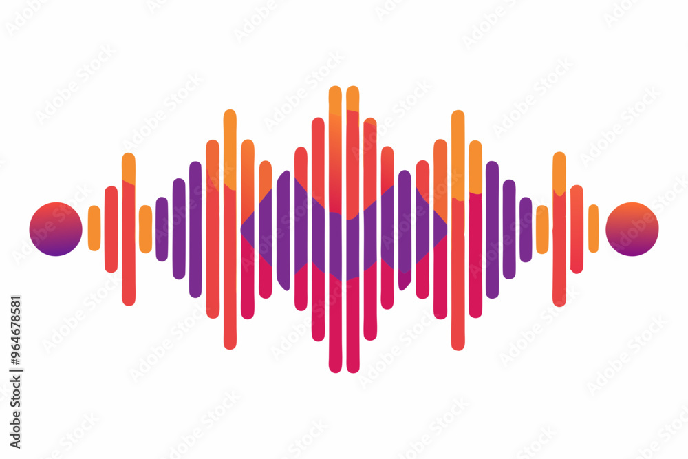 Sound Waves Vector Art Interpretation on White Background Sound Waves Vector Art Interpretation on White Background