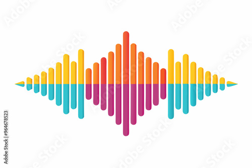 Sound Waves Vector Art Interpretation on White Background