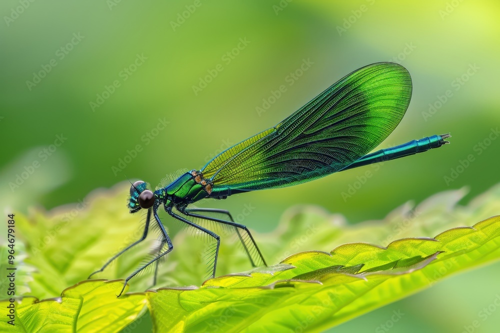 A red dragonfly up-close on a green leaf, background softly blurred. Beautiful simple AI generated image A red dragonfly up-close on a green leaf, background softly blurred. Beautiful simple AI generated image