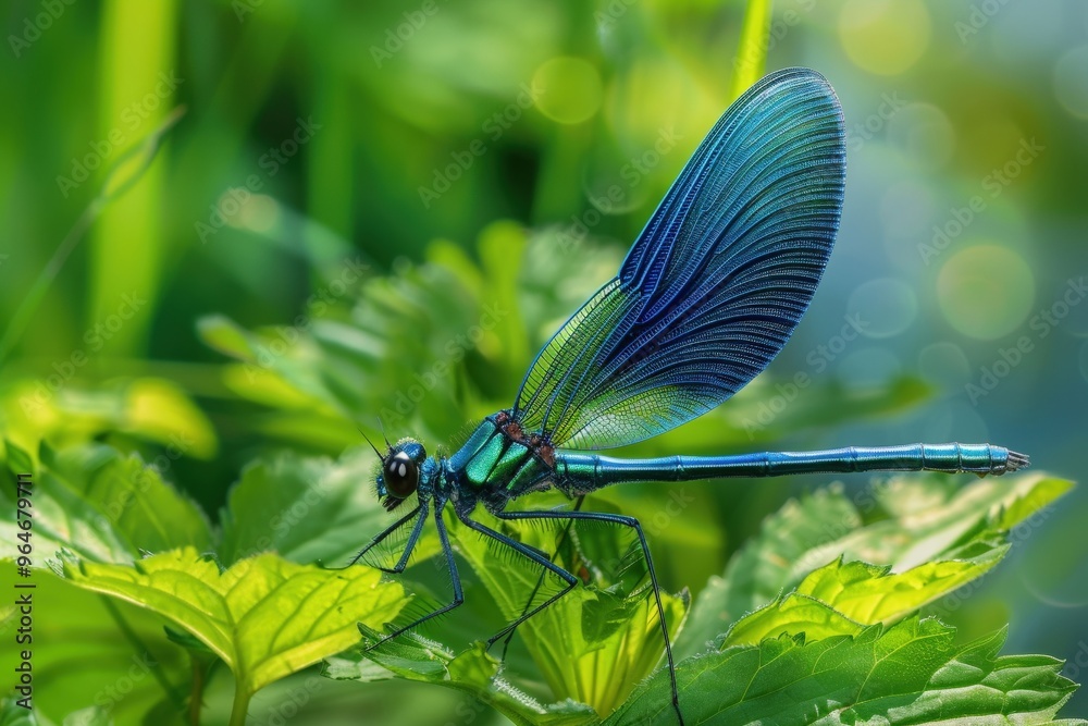 Solitary colorful dragoClose-up of a dragonfly sitting on a reednfly sitting on a green reed. Beautiful simple AI generated image Solitary colorful dragoClose-up of a dragonfly sitting on a reednfly sitting on a green reed. Beautiful simple AI generated image