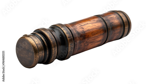 a close-up of a wooden object on a white background.