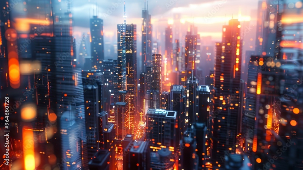 A futuristic cityscape with towering glass buildings and advanced technology in a bustling urban environment, creating a vibrant and dynamic atmosphere. A futuristic cityscape with towering glass buildings and advanced technology in a bustling urban environment, creating a vibrant and dynamic atmosphere.