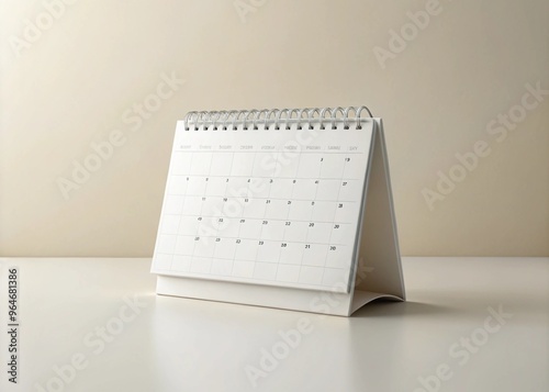 Empty spiral desk calendar 3d mock-up in table home and office Blank 3D table calendar. Office and home decor. Bright minimal background photo for your content